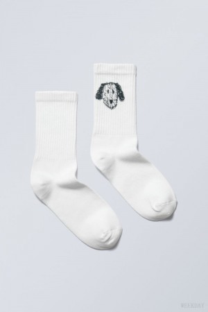 Dog Print Weekday Sport Printed Socks | XJGM5335