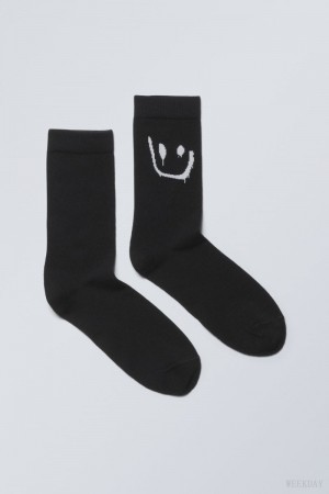 Drippy Smiley Weekday Cotton Graphic Socks | ULGT4721