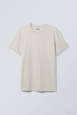 Ecru Weekday Relaxed Midweight T-shirt | EDCS7323