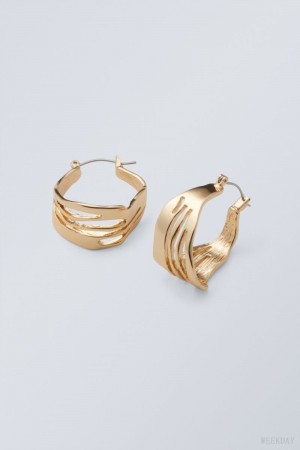 Golden Weekday Motion Hoop Earrings | WPIL1851