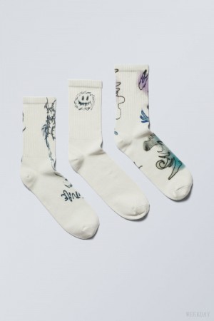 Graphic Mix Weekday 3-pack Sport Graphic Socks | TJNH3570