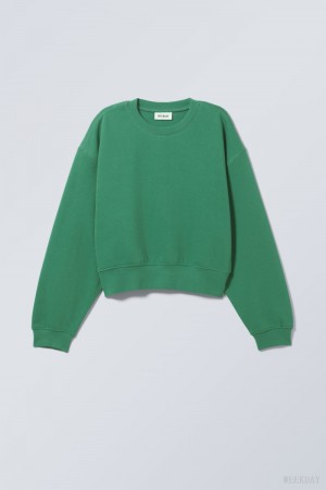 Green Weekday Crop Volume Sweatshirt | XLZV7895