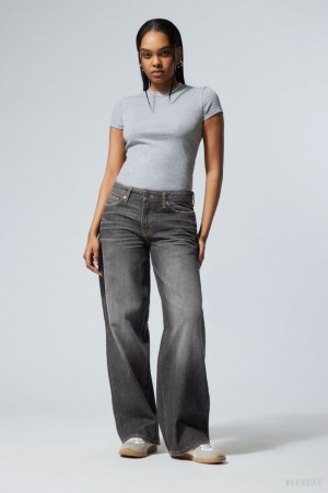 Grey Black Weekday Ample Low Loose Jeans | BZCC5494