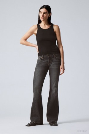 Grey Black Weekday Nova Low Slim Bootcut Jeans | TABX7394