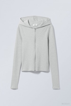 Grey Brown Weekday Cut Tight Zip Hoodie | JCZG9158