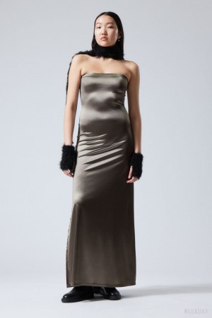 Grey Weekday Act Metallic Tube Dress | OURZ7831