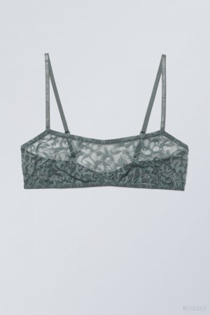 Grey Weekday Ash Lace Semi Scooped Bra Bra | ZUFC4289