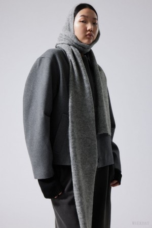 Grey Weekday Hood Scarf | MGUK6654