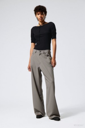 Grey Weekday Juun Baggy Trousers | YMHD4033