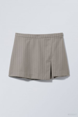 Grey Weekday Mel Pinstripe Mini Skirt | LNFU5170