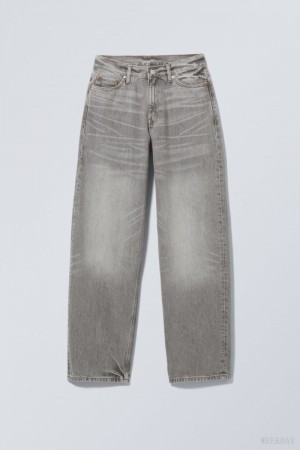 Grey Weekday Rail Mid Loose Straight Jeans | DCXH7375