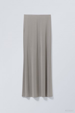 Grey Weekday Signe Drapy Maxi Skirt | HCUW0283