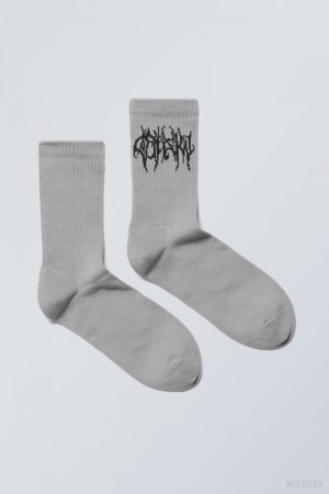 Grey Weekday Sport Printed Socks | NGWU8061