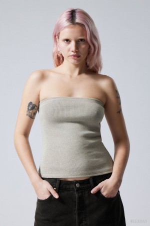 Grey Weekday Tania Rib Tube Top | IMKJ5412