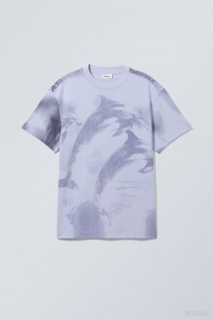 Jumping Dolphins Weekday Oversized Graphic Printed T-shirt | AKMY2331