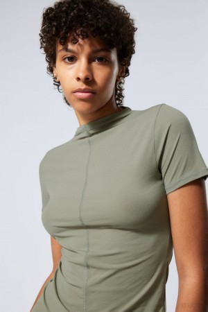 Khaki Green Weekday Jen Mockneck Top | GZTL1369