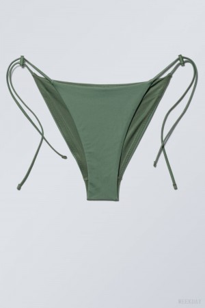 Khaki Weekday Drawstring Bikini Bottoms | WXEM3468