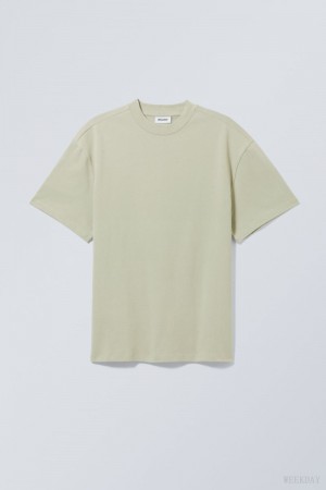 Khaki Weekday Great Heavyweight T-shirt | KDCZ5258