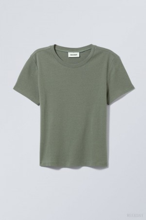 Khaki Weekday Lean 90's Fit T-shirt | OBSZ0358