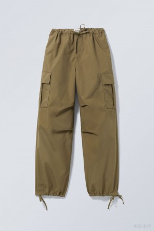 Khaki Weekday Parachute Loose Cargo Trousers | MBIA7521