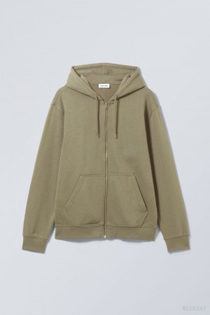 Khaki Weekday Standard Midweight Zip Hoodie | FPKS1519