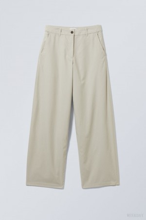 Light Beige Weekday Elio Wide Trousers | SBWA7238