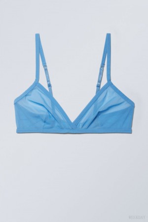 Light Blue Weekday Bonnie Mesh Triangle Bralette Bralette | KARF6479