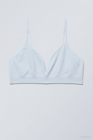 Light Blue Weekday Cat Soft Triangle Bra Bra | JXCD0973