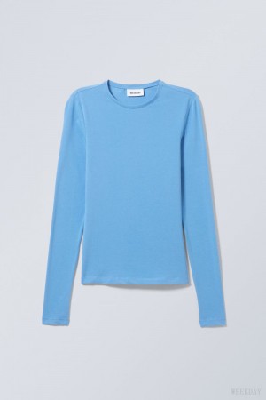 Light Blue Weekday Slim Fitted Long Sleeve | IVVS0828