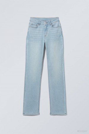 Light Blue Weekday Twig Curve Mid Straight Jeans | XVHV6738