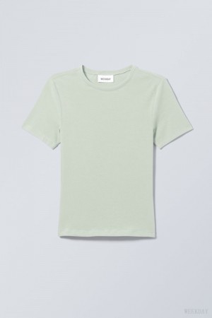 Light Green Weekday Slim Fitted T-shirt | FGTI9183