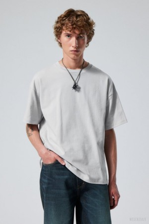 Light Grey Weekday Great Boxy Heavyweight T-Shirt | PXYJ2265