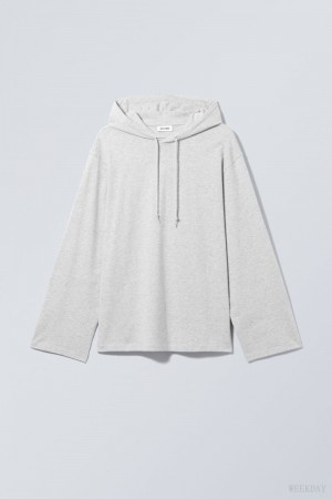 Light Grey Weekday Oversized Hooded Long Sleeve | YHGB7748