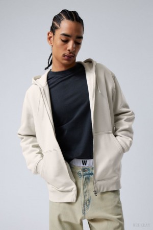 Light Grey Weekday Standard Midweight Zip Hoodie | MUTE2832