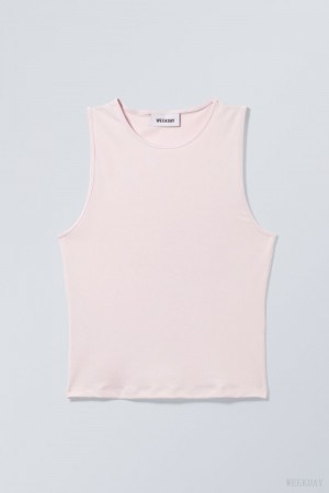 Light Pink Weekday Fine Fitted Tank Top | YERM6803