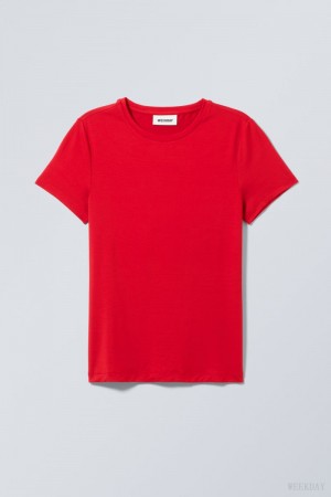 Light Red Weekday Fine T-shirt | TFJB6118