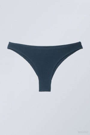 Navy Weekday Textured Brazilian Bikini Bottoms | GSEZ4834