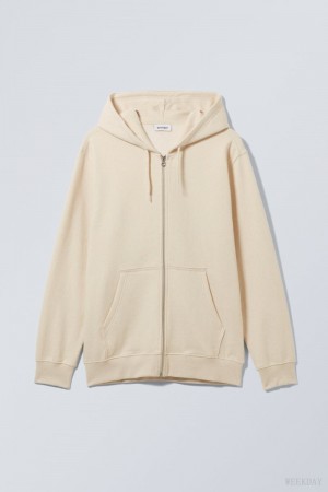 Oat Melange Weekday Standard Midweight Zip Hoodie | KMLA4366