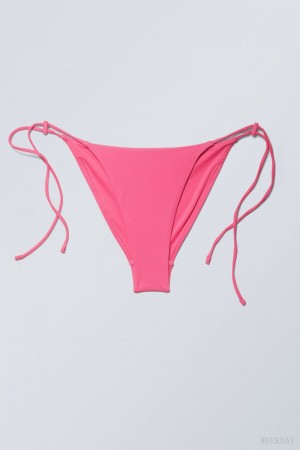 Pink Weekday Drawstring Bikini Bottoms | SZJI7132