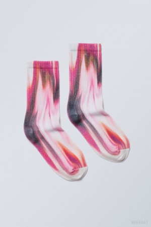 Pink Weekday Sport Printed Socks | HEAO4439