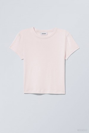 Pink Weekday Tight Fitted T-shirt | OKCN3572