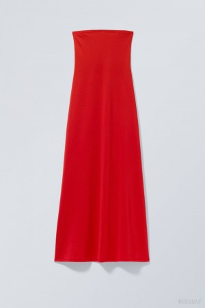 Red Weekday Act Tube Dress | TUPZ5597