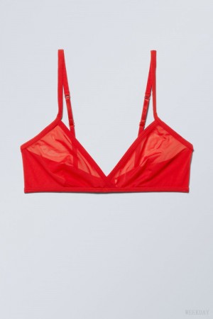 Red Weekday Bonnie Mesh Triangle Bralette Bralette | DGGF8536