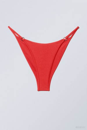 Red Weekday Brazilian Tanga Bikini Bottoms | SKCK7493