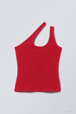 Red Weekday Elaf One Shoulder Top | JEZE0000