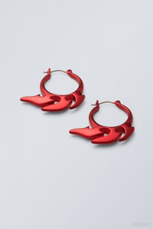 Red Weekday Elsa Hoop Earrings | VWEP0972