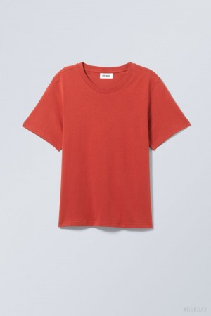 Red Weekday Essence Standard T-shirt | FXSG5795