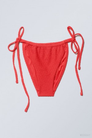 Red Weekday Structured Tie Bikini Bottom | AALX9351