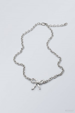 Silver Weekday Bow Necklace | LABM9015