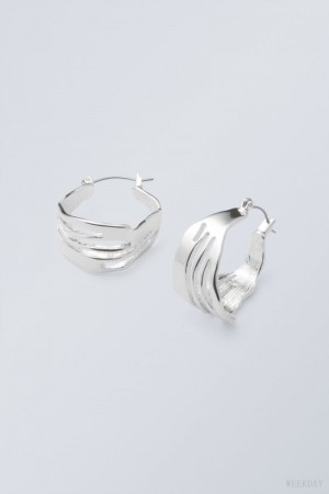 Silver Weekday Motion Hoop Earrings | ZJUW2215